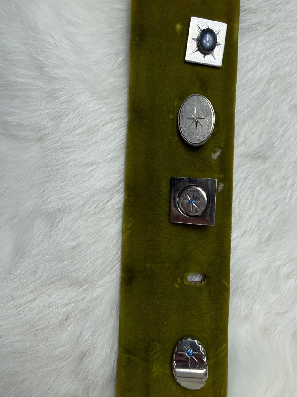 Vintage Silver Tone Cuff Link Sample Velour Salesman Set Singles